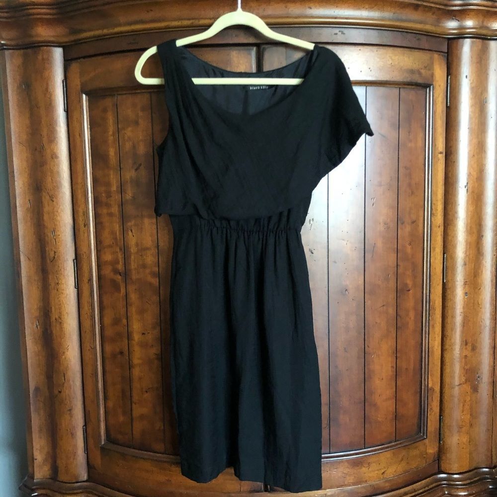 Black Halo Draped Asymmetrical sheath Dress 6